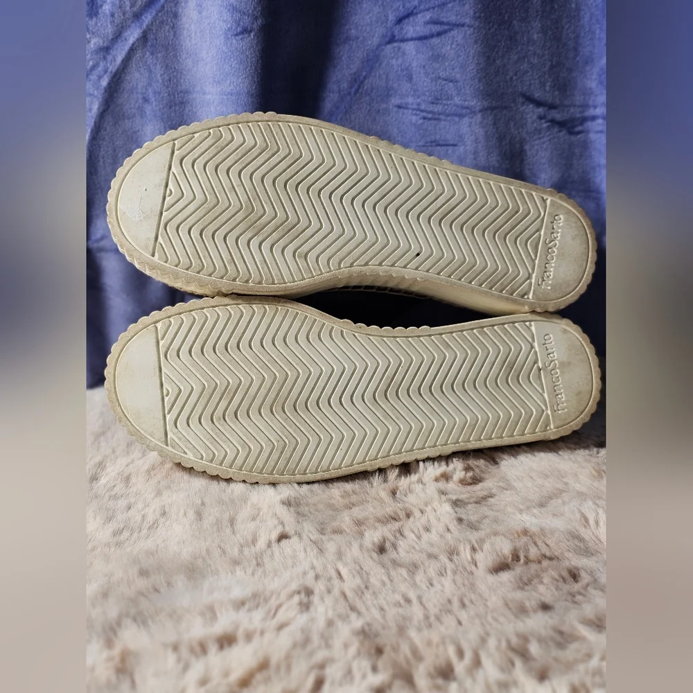 EUC Franco Sarto Birch 8.5 M Sandal Espadrille Platform Slides Blk Faux Leather